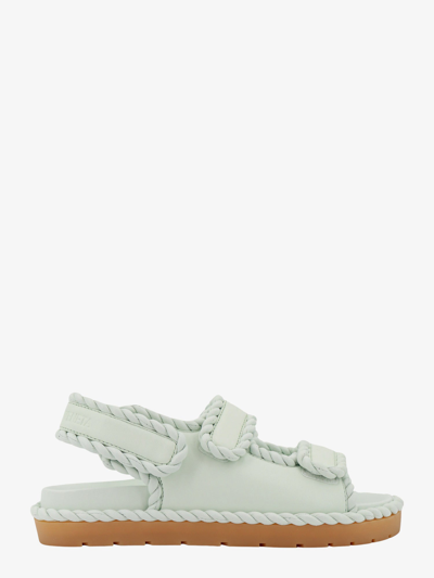 Bottega Veneta Jack Nappa Leather Flat Sandals In White