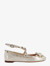 Valentino Rockstud Ballet Flats In Metallic Leather In Gold