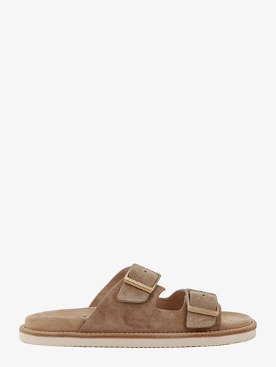 Brunello Cucinelli Leather Sandals In Beige