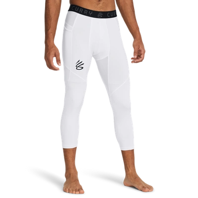 Under Armour Mens  Curry 3/4 Comp Leggings In White/white/black