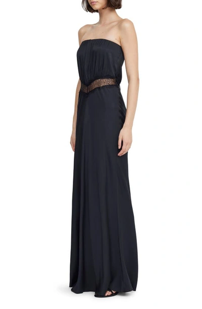 Bec & Bridge Spencer Strapless Lace Inset Maxi Dress In Black/ Black