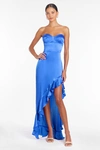 Amanda Uprichard Amalia Silk Gown In Cobalt