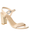 Stuart Weitzman Crystal 75 Leather Block Sandal In Beige