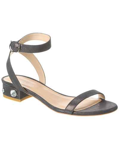 Stuart Weitzman Allshine 75 Suede Block Sandal In Black