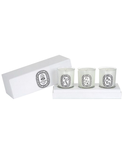 Diptyque Set Of Berries, Fig Tree, And Roses Small Candles In White