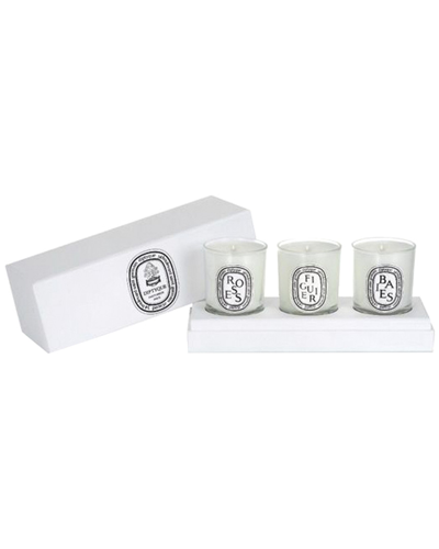 DIPTYQUE DIPTYQUE SET OF BAIES, FIGUIER, AND ROSES MINI CANDLES