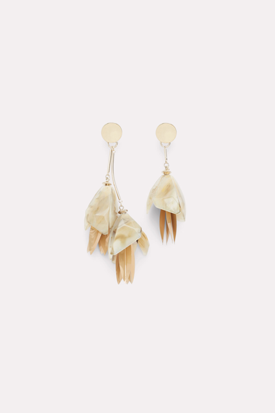 Dorothee Schumacher Asymmetric Clip-on Earrings With Hanging Flowers In Beige