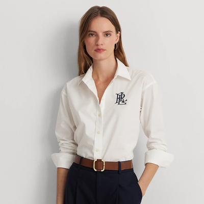 Lauren Ralph Lauren Relaxed Fit Stretch Cotton Shirt In White