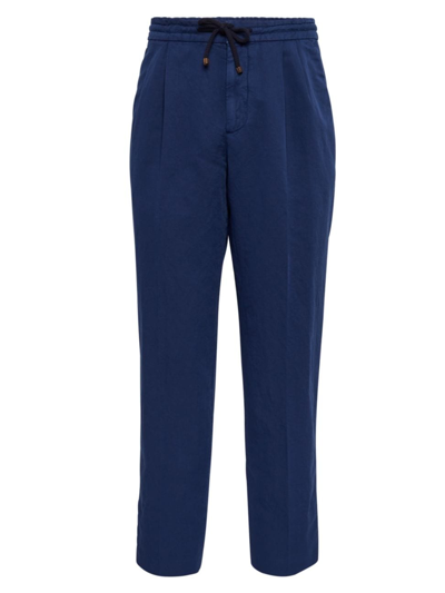 Brunello Cucinelli Men's Garment Dyed Leisure Fit Trousers In Night