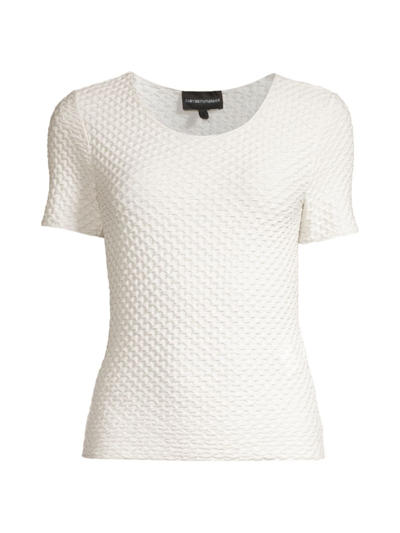Emporio Armani Women's Textured Jersey Pullover T-shirt In White