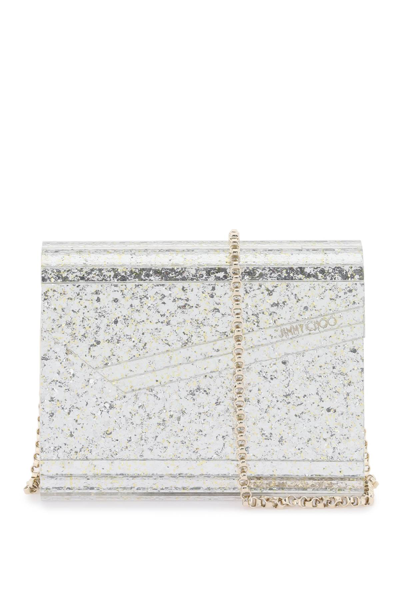 Jimmy Choo Candy Glittered Acrylic And Metallic Leather Clutch In Silver