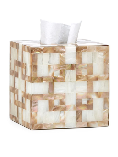 Labrazel Parquet Tissue Box Cover In Ivory Champagne