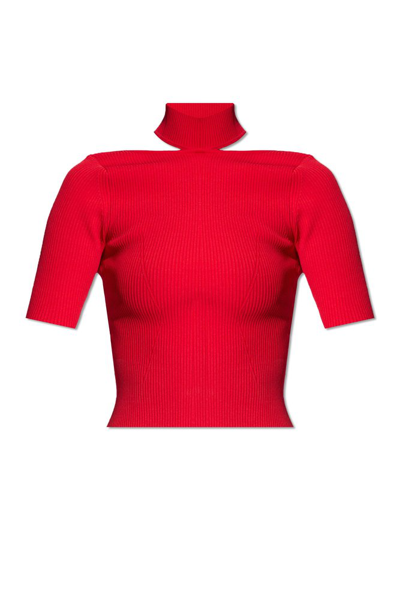 Cult Gaia Brianna Ribbed Knitted Top In Red