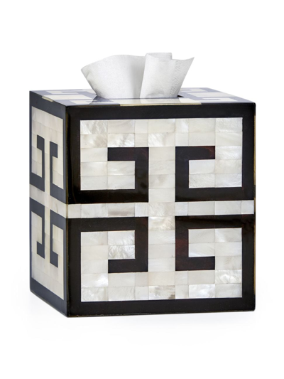 Labrazel Greek Key Tissue Box Cover In Ivory Ebony