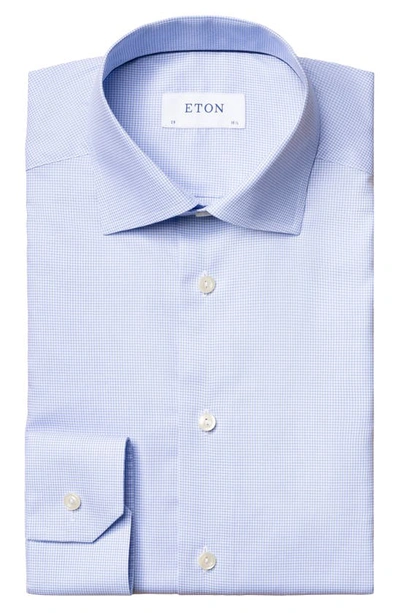 Eton Extra Trim Fit Fine Grid Check Dress Shirt In Blue