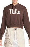 Nike Sportswear Club Fleece Gx Crop Hoodie In Baroque Brown