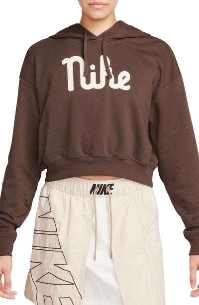 Nike Sportswear Club Fleece Gx Crop Hoodie In Baroque Brown