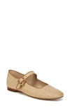 Sam Edelman Michaela Mary Jane Flat In Bleached Beechwood Raffia