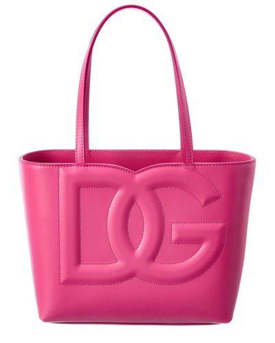 Dolce & Gabbana Dg Logo Small Leather Tote In Pink