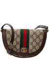 GUCCI GUCCI OPHIDIA MINI GG SUPREME CANVAS & LEATHER SHOULDER BAG