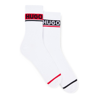 Hugo Boss Two-pack Of Quarter-length Socks With Logo Details In White