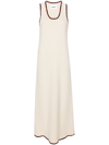 JIL SANDER NEUTRAL CROCHET KNIT MAXI DRESS