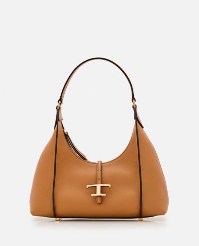 Tod's T Timeless Small Leather Hobo Bag In Brown