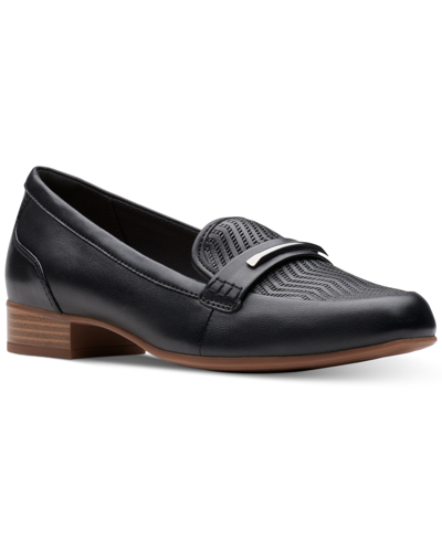 Clarks Women's Juliet Aster Slip On Loafer Flats In Black Leather