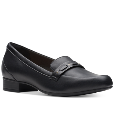Clarks Women's Juliet Bay Woven-strap Loafer Flats In Black Leather