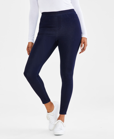 Style & Co Petite Mid-rise Pull On Jeggings, Created For Macy's In Rinse