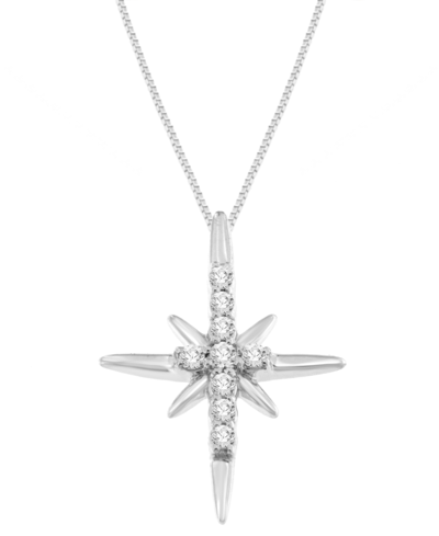 Macy's Diamond North Star 18" Pendant Necklace (1/8 Ct. T.w.) In Sterling Silver