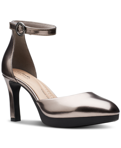 Clarks Women's Ambyr 2 Cove Ankle-strap Platform Pumps In Gun Metal