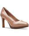 Clarks Ambyr Braley Pump In Warm Beige Patent