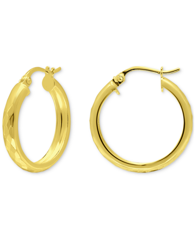 Giani Bernini Textured Small Hoop Earrings In 18k Gold-plated Sterling Silver, 20mm, Created For Macy's In Gold Over Silver