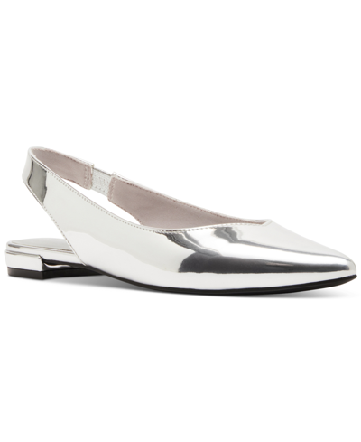 Madden Girl Deviin Pointed-toe Slingback Flats In Silver Mirror Metallic