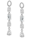 Macy's Cubic Zirconia Multi-cut Linear Drop Earrings In 18k Gold-plated Sterling Silver In Silver