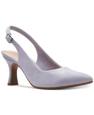 Clarks Women's Kataleyna Step Pointed-toe Slingback Pumps In Blue Grey Suede