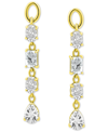 Macy's Cubic Zirconia Multi-cut Linear Drop Earrings In 18k Gold-plated Sterling Silver In Gold
