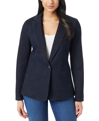 Gloria Vanderbilt Women's Denim One-button Blazer In Rinse Royal Dark Wash