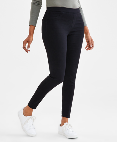 Style & Co Women's Mid-rise Pull-on Jeggings, Created For Macy's In Deep Black