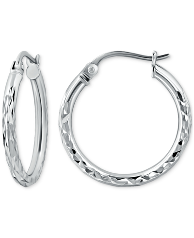 Giani Bernini Textured Tube Small Hoop Earrings In Sterling Silver, 25mm, Created For Macy's