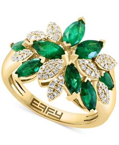 Effy Collection Effy Emerald (2-3/8 Ct. T.w.) & Diamond (1/3 Ct. T.w.) Cluster Ring In 14k Gold