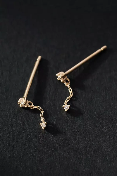By Anthropologie Diamond Chain Drop Earrings In Gold