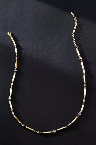 By Anthropologie Spaced Crystal Necklace In Gold