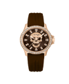 ED HARDY WOMEN'S QUARTZ MATTE BROWN SILICONE STRAP ANALOG WATCH 38MM