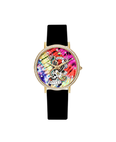 Ed Hardy Women's Quartz Matte Black Silicone Strap Analog Watch 38mm