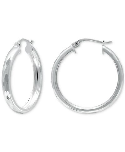 Giani Bernini Textured Tube Small Hoop Earrings In Sterling Silver, 25mm, Created For Macy's