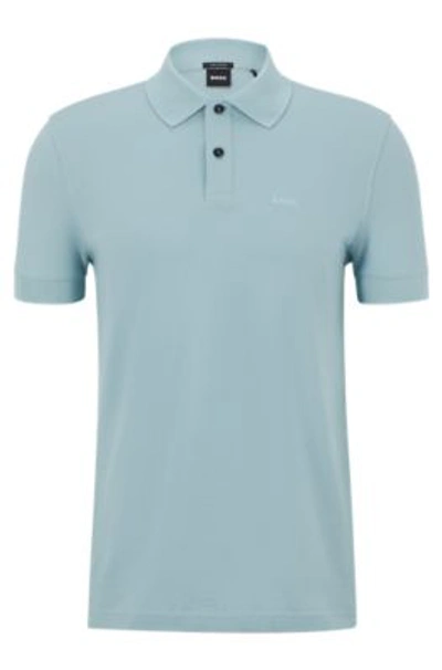 Hugo Boss Regular-fit Polo Shirt With Logo Embroidery In Turquoise