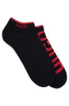 Hugo Two-pack Of Ankle Socks With Logos In Black