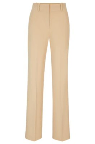 Hugo Regular-fit Trousers In Stretch Fabric With Wide Leg In Light Beige